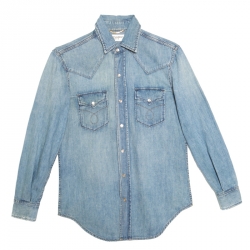 مملوكة مسبقًا Saint Laurent Paris Indigo Faded Effect Denim Western Shirt  XS