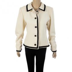 مملوكة مسبقًا Saint Laurent Cream Vintage Jacket With Black Trimming L