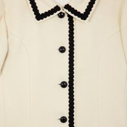 مملوكة مسبقًا Saint Laurent Cream Vintage Jacket With Black Trimming L