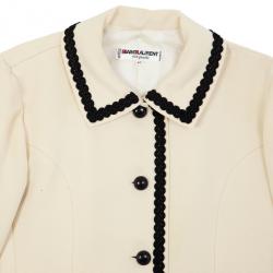مملوكة مسبقًا Saint Laurent Cream Vintage Jacket With Black Trimming L