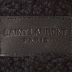 Saint Laurent Paris Black Shearling Lined Distressed Denim Jacket XL 