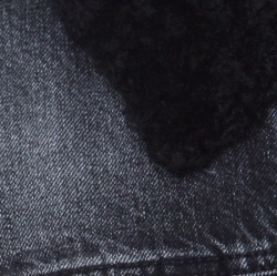 Saint Laurent Paris Black Shearling Lined Distressed Denim Jacket XL 