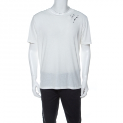 Saint Laurent Cream Cotton Signature Print T-Shirt L