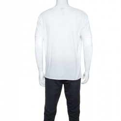 Saint Laurent Cream Cotton Signature Print T-Shirt L