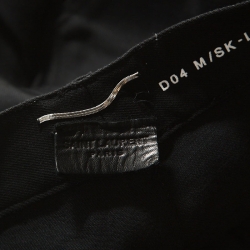 Pre Owned Saint Laurent Paris Black Denim Zip-Knee Leather-Panel Jeans M