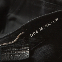 Pre Owned Saint Laurent Paris Black Denim Zip-Knee Leather-Panel Jeans M