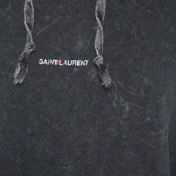 Pre Owned Saint Laurent Paris Grey Acid Wash Cotton Jersey Hoodie XL