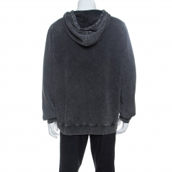 Pre Owned Saint Laurent Paris Grey Acid Wash Cotton Jersey Hoodie XL