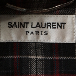 Pre Owned Saint Laurent Paris Multicolor Checked Cotton Frayed Hem Detail Shirt L