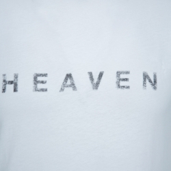 Pre Owned Saint Laurent Paris White Heaven Print Cotton Distressed T-Shirt S