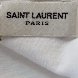 Pre Owned Saint Laurent Paris White Heaven Print Cotton Distressed T-Shirt S