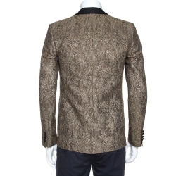 Saint Laurent Paris Gold Lurex Jacquard Shawl Lapel Jacket M