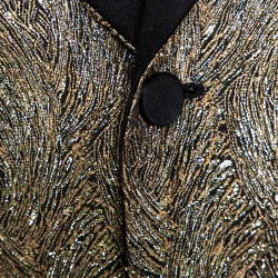 Saint Laurent Paris Gold Lurex Jacquard Shawl Lapel Jacket M