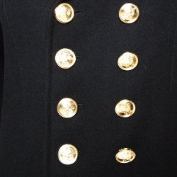 Saint Laurent Paris Black Wool Double Breasted Coat M