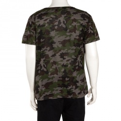 مملوكة مسبقًا تي شيرت سان لوران جيرسية مطبوع كاموفلاغ أخضر كبير (لارج)