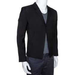 Saint Laurent Black Wool Chain Trim Blazer XL