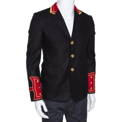 Saint Laurent Black Felted Wool Officer Jacket M