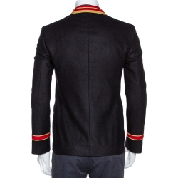Saint Laurent Black Felted Wool Officer Jacket M