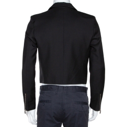 Saint Laurent Paris Black Wool Zip Detail Short Jacket L