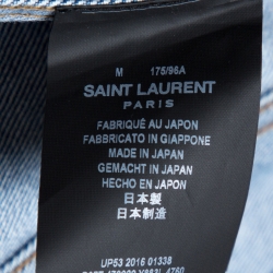 Pre Owned Saint Laurent Paris Blue Denim Logo Appliqued Jacket M