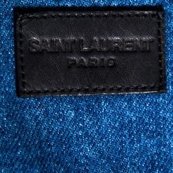 Pre Owned Saint Laurent Paris Blue Denim Logo Appliqued Jacket M