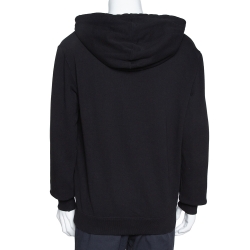Saint Laurent Paris Black Distressed Knit Animalier Signature Print Hoodie L 