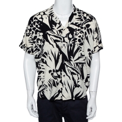 Saint Laurent Paris Monochrome Jungle Printed Bowling Shirt L