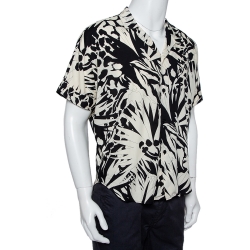 Saint Laurent Paris Monochrome Jungle Printed Bowling Shirt L