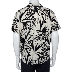 Saint Laurent Paris Monochrome Jungle Printed Bowling Shirt L