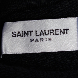 Pre Owned Saint Laurent Black Archive Logo Print Cotton Hooded Sweatshirt M