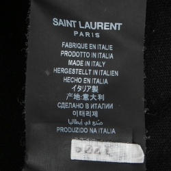Saint Laurent Black Contrast Trim Detailed Distressed Cotton T-Shirt M