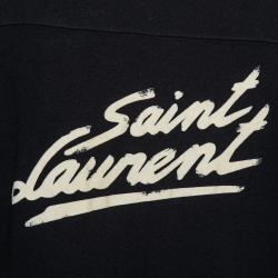 Saint Laurent Black Contrast Trim Detailed Distressed Cotton T-Shirt M
