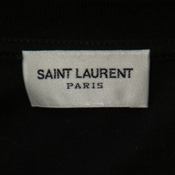 Pre Owned Saint Laurent Paris  Black Abstract Logo Printed Cotton T Shirt M