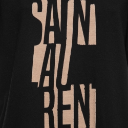 Pre Owned Saint Laurent Paris  Black Abstract Logo Printed Cotton T Shirt M