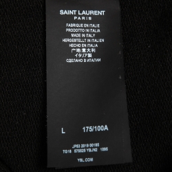 Pre Owned Saint Laurent Paris Black Cotton Logo Printed Hoodie L