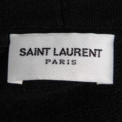 Pre Owned Saint Laurent Paris Black Cotton Logo Printed Hoodie L