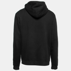Pre Owned Saint Laurent Paris Black Cotton Logo Printed Hoodie L