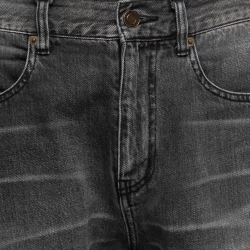 Saint Laurent Paris Grey Distressed Denim Bermuda Shorts L