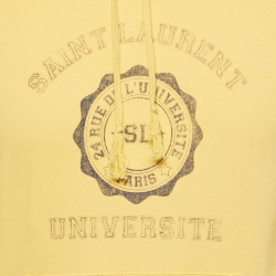 Pre Owned Saint Laurent Paris Yellow Cotton University Crest Print Hoodie S