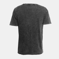 Saint Laurent Paris Grey Logo Print Cotton Distressed Effect T-Shirt S