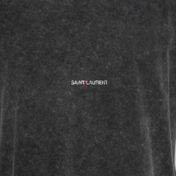 Saint Laurent Paris Grey Logo Print Cotton Distressed Effect T-Shirt S