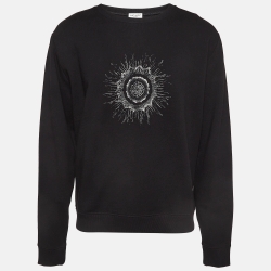 مملوكة مسبقًا Saint Laurent Paris Black Sun Print Cotton Knit Sweatshirt XXL