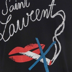 Pre Owned Saint Laurent Black Smoking Kills Print Cotton T-Shirt L