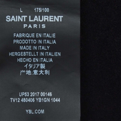 Saint Laurent Paris Black Logo Signature Cotton T-Shirt L