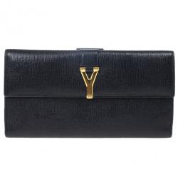 Pre Owned Saint Laurent Large Y Line Flap Wallet