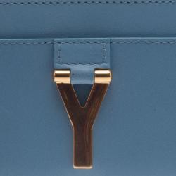 مملوكة مسبقًا حافظة بطاقات سان لوران باريس Y جلد أزرق 