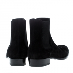 Saint Laurent Paris Black Suede Wyatt Chelsea Ankle Boots Size 41