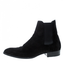 Saint Laurent Paris Black Suede Wyatt Chelsea Ankle Boots Size 41