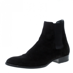 Saint Laurent Paris Black Suede Wyatt Chelsea Ankle Boots Size 41