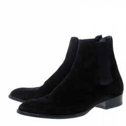 Saint Laurent Paris Black Suede Wyatt Chelsea Ankle Boots Size 41